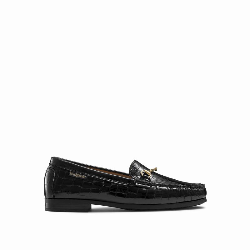 Russell & Bromley Poshmoc Snaffle Trim Loafers Women's Black [GAR2670CQ]